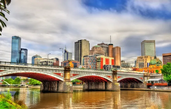 Картинка мост, город, река, здание, австралия