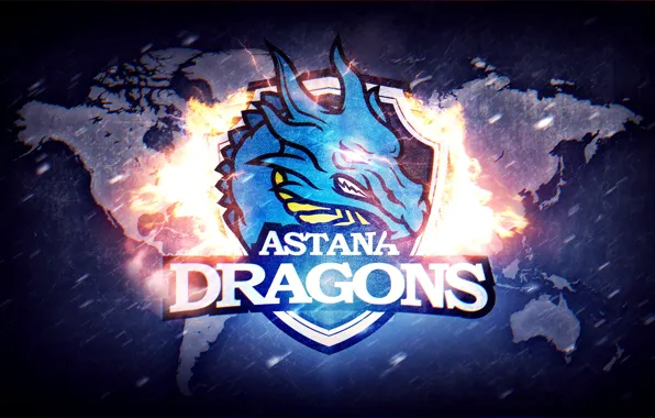 Огонь, земля, дракон, лого, Астана, Astana dragons