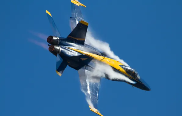 Картинка авиация, самолет, дым, Hornet, F-18