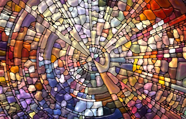 Картинка мозаика, абстракция, узор, витраж, разноцветная