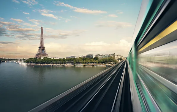 Движение, поезд, париж, Eiffel Tower