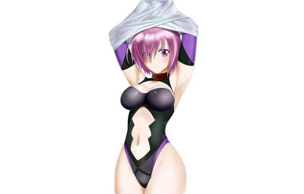 Girl, sexy, cleavage, pink hair, boobs, anime, beautiful, short hair