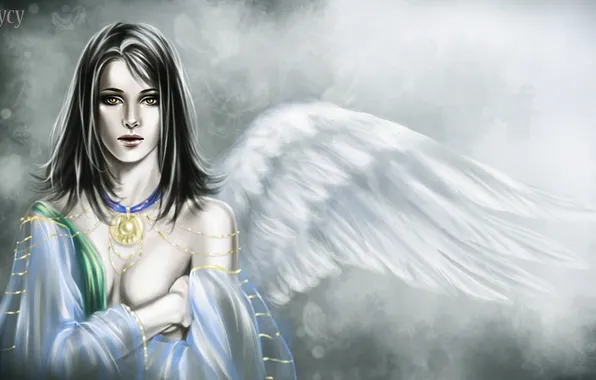 Картинка девушка, украшения, ангел, крыло, арт
