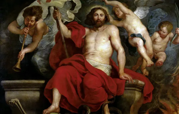 Картина, Питер Пауль Рубенс, мифология, Pieter Paul Rubens, Торжество Христа над Грехом и Смертью