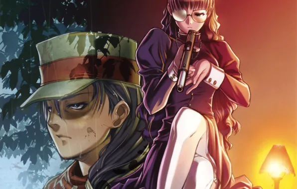 Взгляд, ночь, пистолет, Black Lagoon, ливень, пираты черной лагуны, военная форма, наёмник