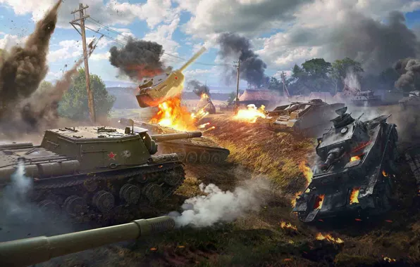 Германия, танк, СССР, сау, средний, World of Tanks, СУ-152, Т-34-85