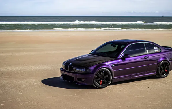 BMW, Purple, Coupe, E46, Sea