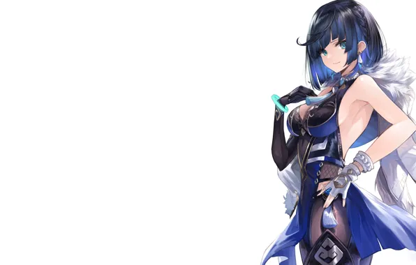 Girl, hot, sexy, boobs, blue, anime, pretty, babe