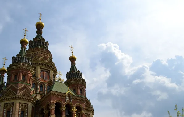 Пейзаж, здания, Питер, храм, религия