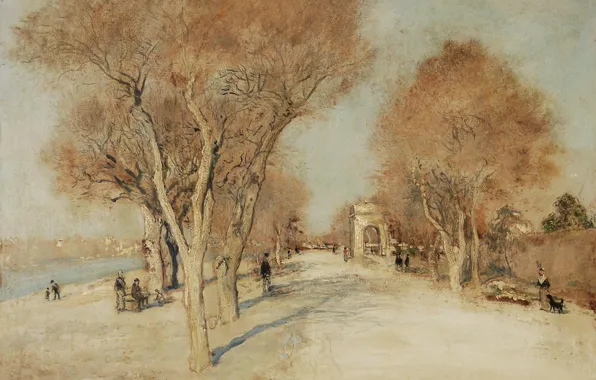 Пейзаж, картина, Jean-Francois Raffaelli, Жан-Франсуа Рафаэлли, Берег Сены