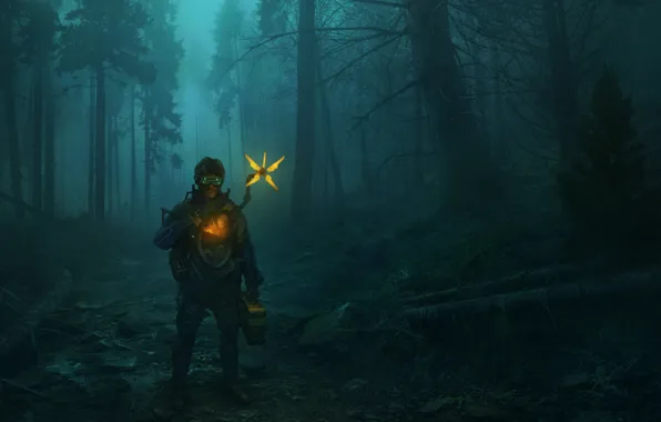 Лес, ночь, парень, Death Stranding