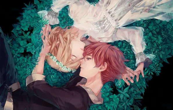 Девушка, аниме, арт, пара, парень, двое, Futami Jun