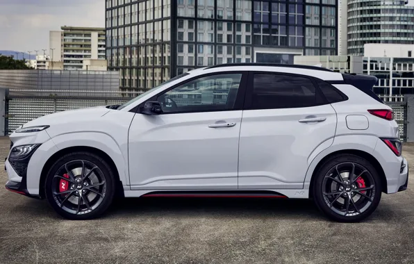 Hyundai, crossover, exterior, Hyundai Kona N, white color