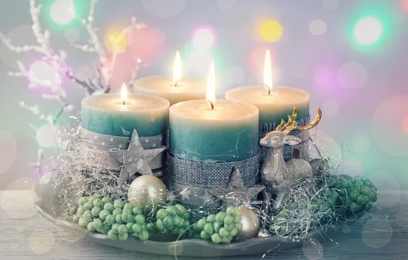Украшения, новый год, свечи, New Year, candles, decorations