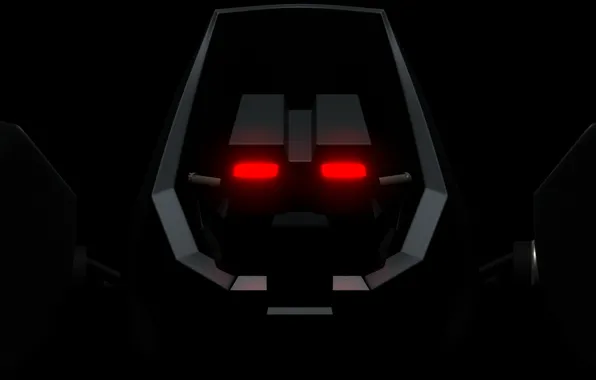 Dark, red, robot, front
