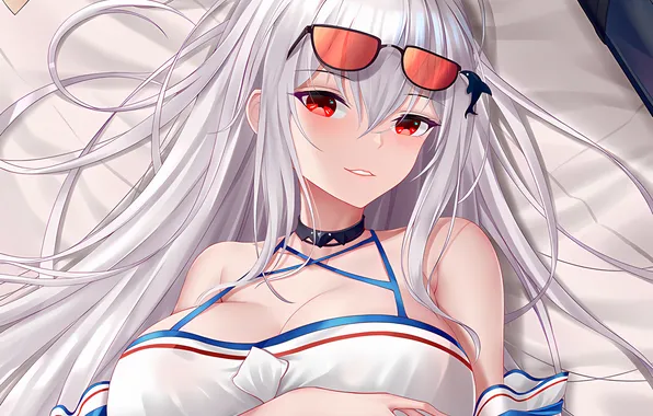 Girl, sexy, cleavage, blouse, long hair, boobs, anime, beautiful