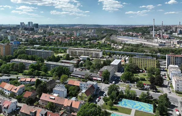 Город, здания, дома, Прага, Чехия, вид с высоты, Arboret