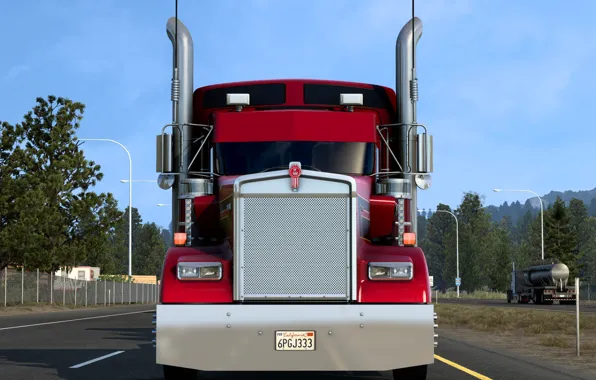 Дорога, калифорния, тягач, трак, W900L, Kenworth, Кенворт