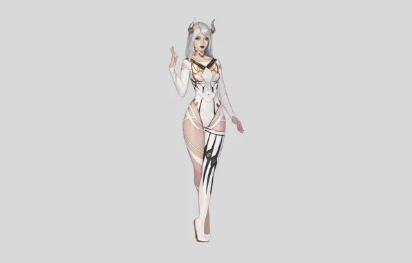 Girl, Art, Style, Illustration, Horns, Costume, Figure, Character
