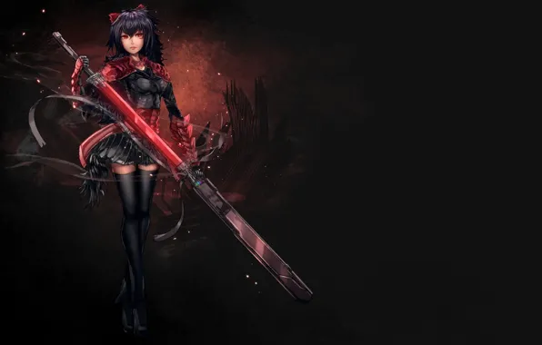 Девушка, оружие, меч, аниме, арт, RWBY