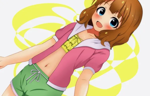 Girl, shorts, blouse, anime, beautiful, short hair, pretty, attractive