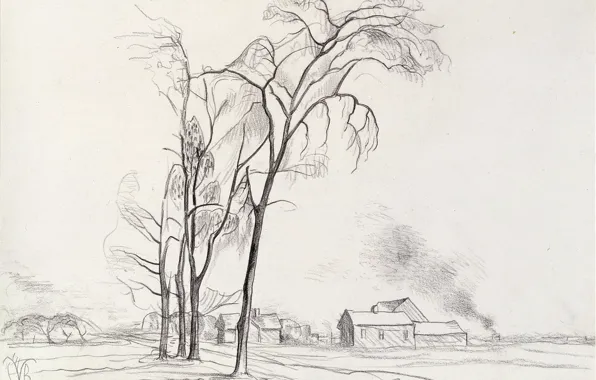 Картинка 1927, Charles Ephraim Burchfield, Young Elms