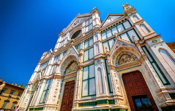 Небо, Италия, Флоренция, архитектура, фасад, базилика Санта-Кроче