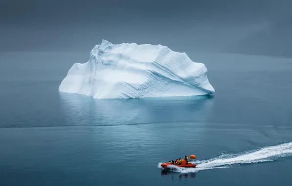 Картинка айсберг, Гренландия, спасательная шлюпка