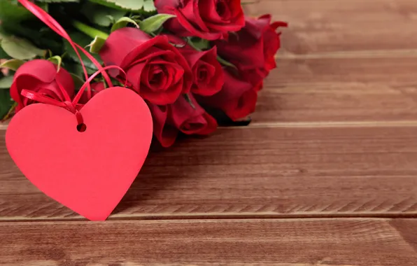 Цветы, праздник, сердце, розы, день Святого Валентина