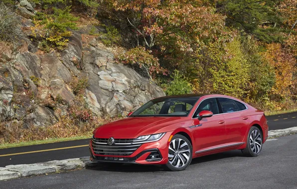 Дорога, Volkswagen, красная, Arteon