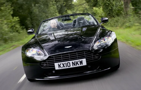 Aston Martin, фары, Roadster, автомобиль, V8 Vantage, black, передок, N420