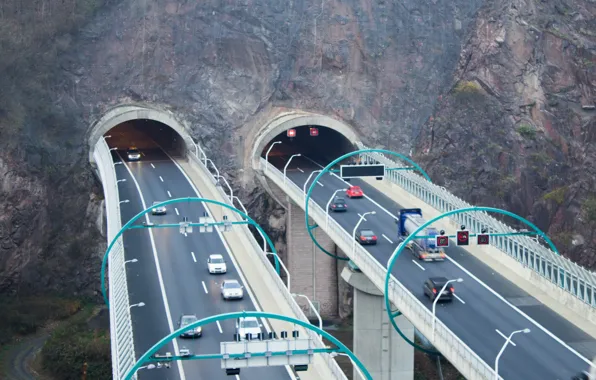 German, Cars, Germany, Mountain, Dresden, Tunnel, Autobahn