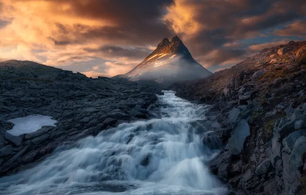 Картинка горы, река, вершины, Норвегия, Norway, Скандинавские горы, Ютунхеймен, Jotunheimen