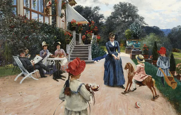 Картинка 1886, шведский художник, Swedish painter, Хьюго Биргер, Hugo Birger, Экебакен, Ekebacken