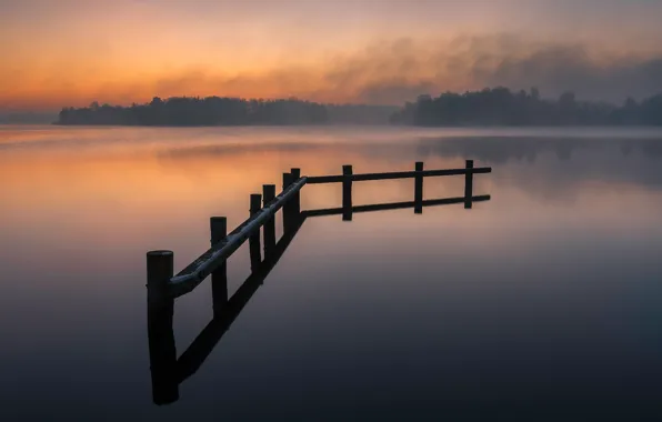 Картинка озеро, спокойствие, тишина, дымка