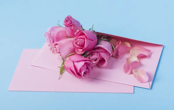 Картинка цветы, розы, розовые, pink, flowers, beautiful, romantic, letter