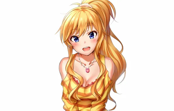 Girl, sexy, cleavage, blouse, long hair, boobs, anime, beautiful