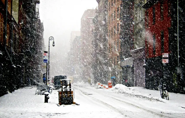Зима, Нью-Йорк, Снег, снегопад, Winter, New-York, snowfall, New-york under snow