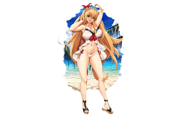 Girl, sexy, cleavage, blouse, long hair, boobs, anime, beautiful