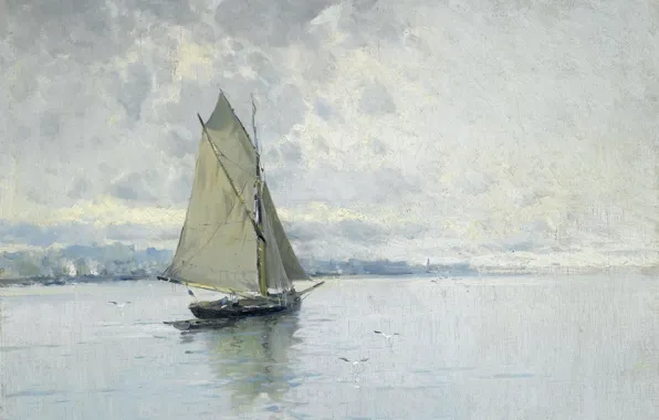 Картина, Elisio Meifren, Морской Пейзаж с Парусной Лодкой