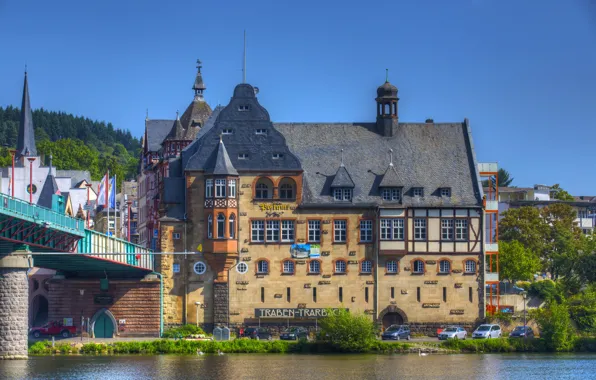 Картинка город, фото, дома, Германия, река Traben-Trarbach