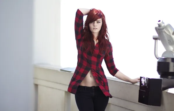 Girl, woman, model, redhead, female, shirt, flannel, Kayla Maree