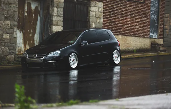 Картинка черный, volkswagen, гольф, golf, Black, фольксваген, stance, MK5