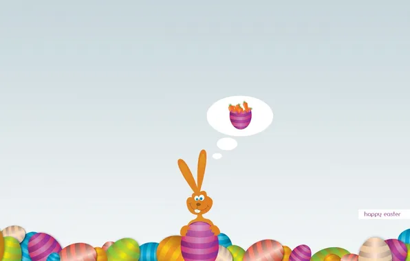 Картинка праздник, яйца, кролик, Пасха, желания, морковь, мисли