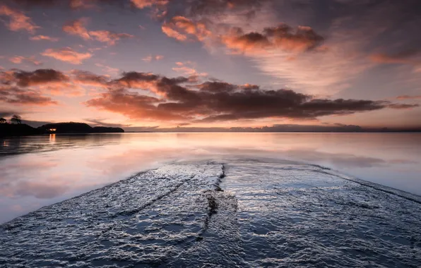 Море, закат, берег