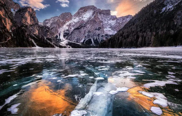 Картинка горы, природа, озеро, лёд