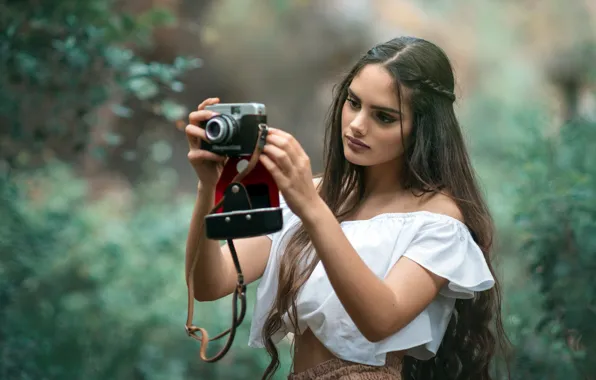 Девушка, природа, камера, Rosa Ortega