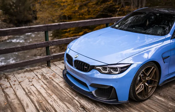 Картинка BMW, Blue, Bridge, Autumn, River, F82, Sight