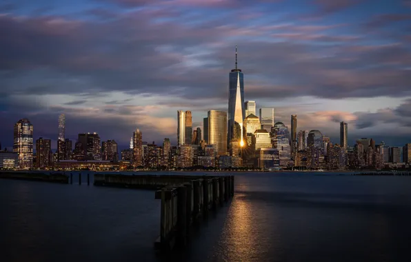 Картинка рассвет, утро, США, Нью-Джерси, Hoboken