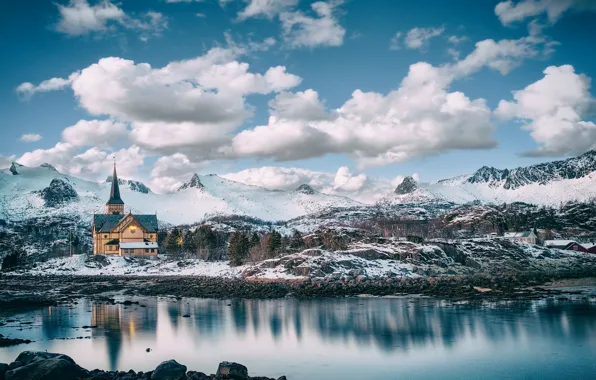Картинка Норвегия, церковь, Lofoten